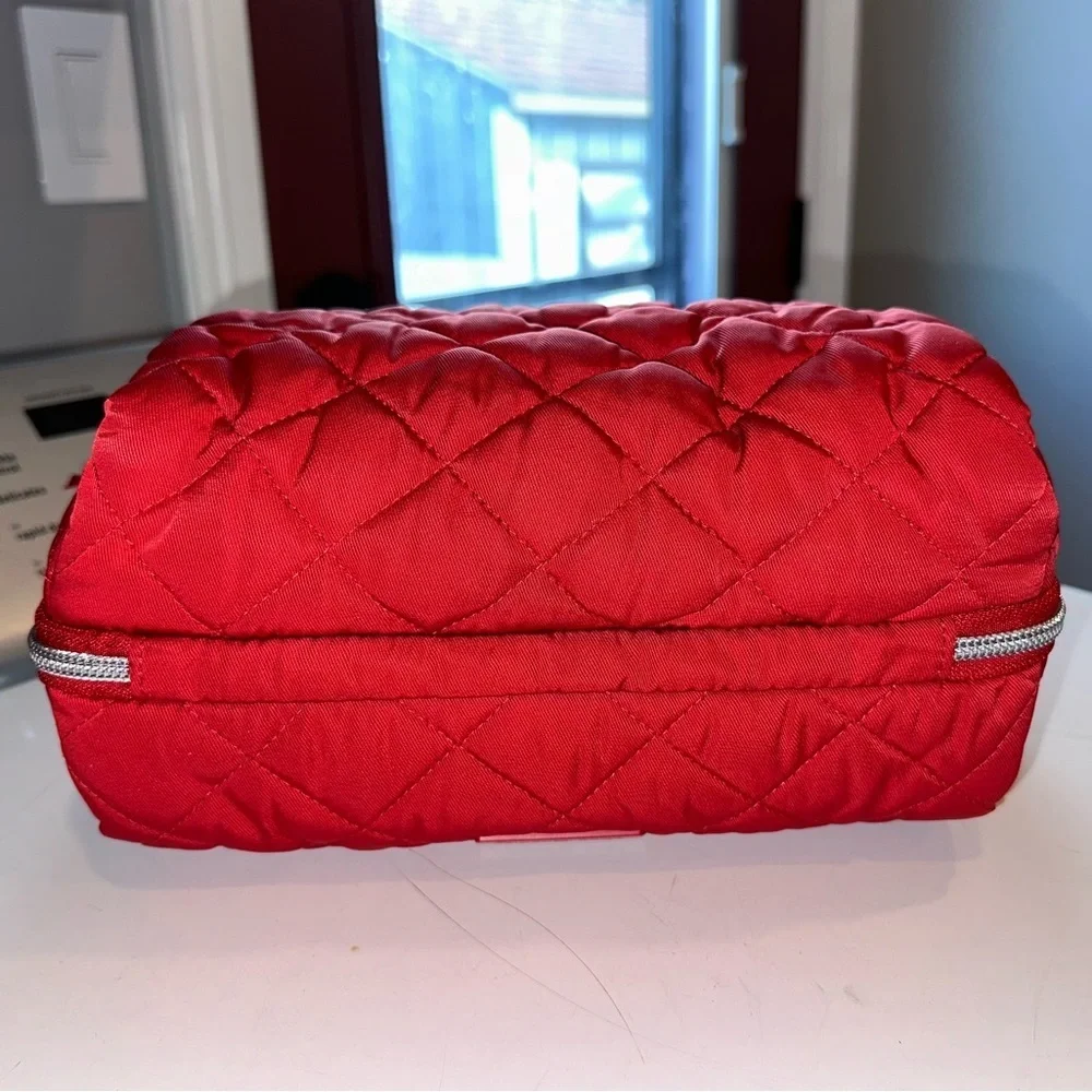 Vera Bradley Cardinal Red Lay Flat Cosmetic Organizer in Performance Twill